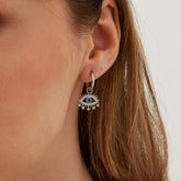 Evil Eye Earring Blue Eye Eyelash Sterling Silver Earrings